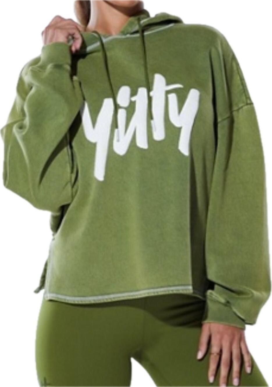 Yitty Hoodie Sweatshirt Women’s 2X Moss Green Oversized Pullover Logo